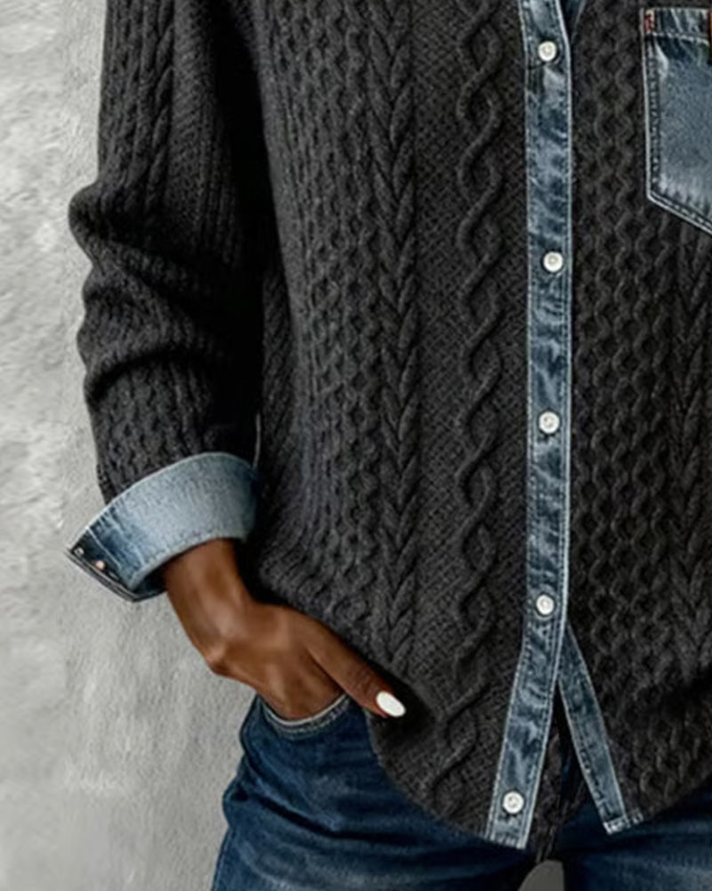 Shirt mit langen Ärmeln und Denim-Details