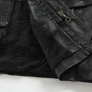 Leopold | Lange Bikerjacke in Lederoptik
