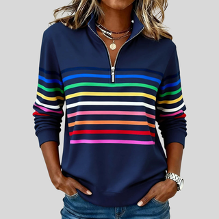Prismette™ | Bunt Gestreiftes Quarter-Zip Sweatshirt