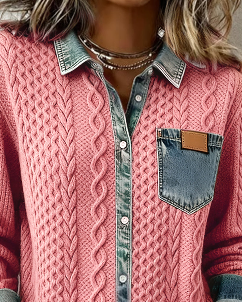 Shirt mit langen Ärmeln und Denim-Details
