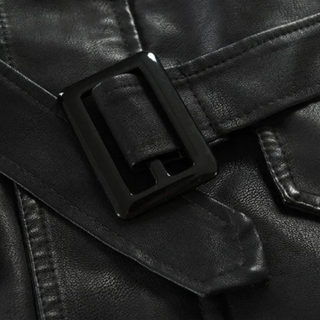 Leopold | Lange Bikerjacke in Lederoptik