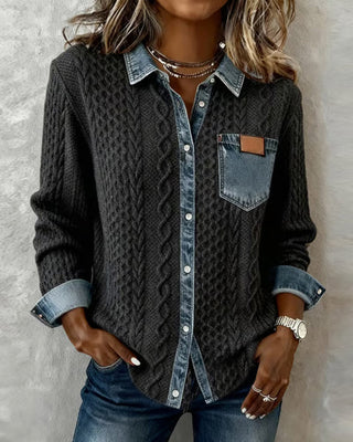 Shirt mit langen Ärmeln und Denim-Details