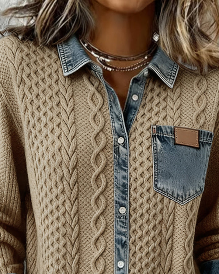 Shirt mit langen Ärmeln und Denim-Details