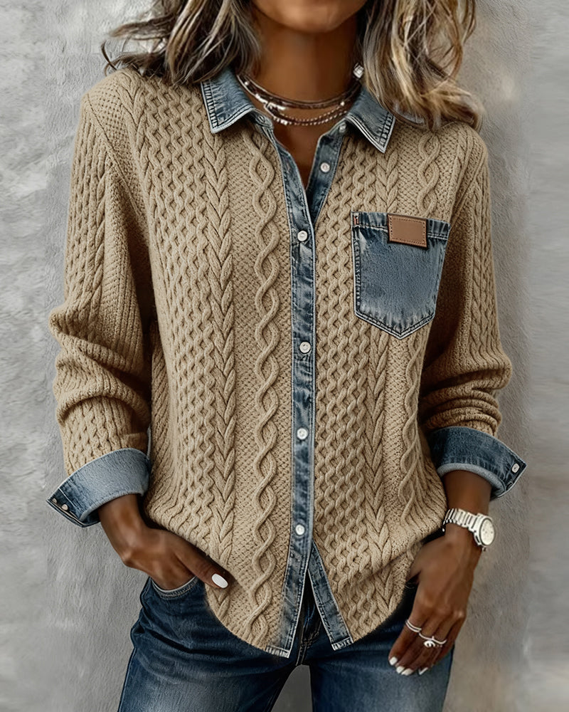 Shirt mit langen Ärmeln und Denim-Details