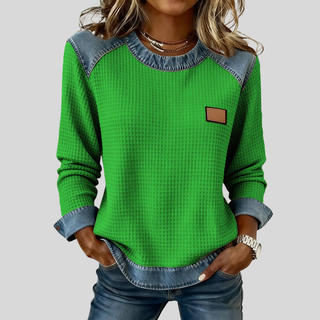 Delancine™ | Patchwork-Design Waffle Sweatshirt