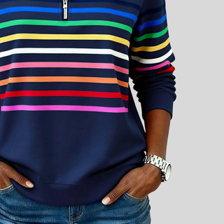Prismette™ | Bunt Gestreiftes Quarter-Zip Sweatshirt