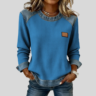 Delancine™ | Patchwork-Design Waffle Sweatshirt