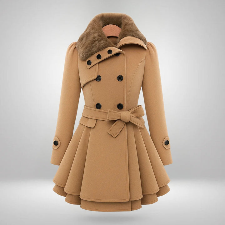 Yena™ | Schicker Trenchcoat mit veganem Pelz