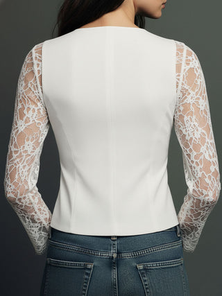 Noémie | Hoher Schwarzer Blazer mit Halbtransparenten Ärmeln