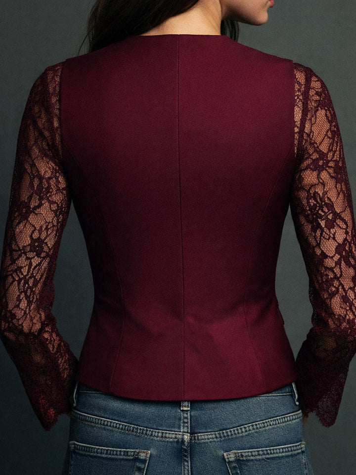 Noémie | Hoher Schwarzer Blazer mit Halbtransparenten Ärmeln