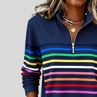 Prismette™ | Bunt Gestreiftes Quarter-Zip Sweatshirt