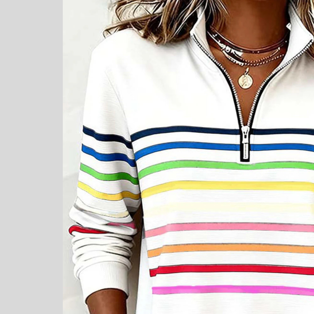 Prismette™ | Bunt Gestreiftes Quarter-Zip Sweatshirt