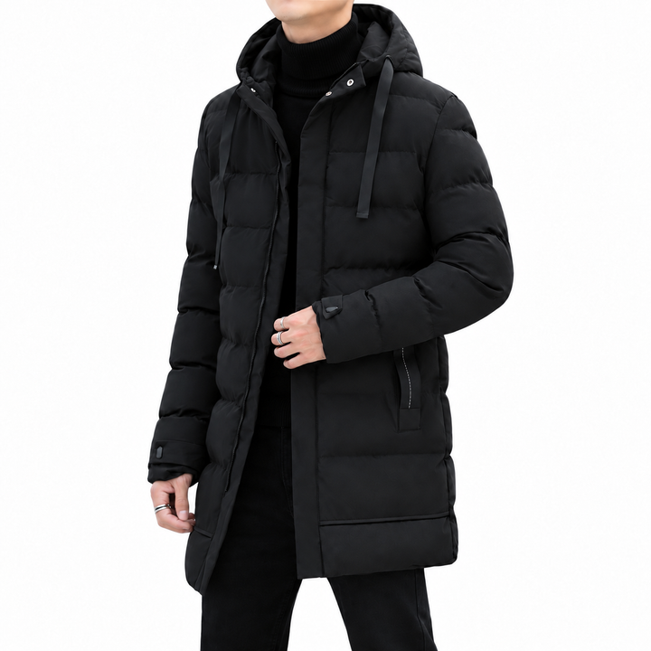 Leon™ | Lange Herren-Steppjacke mit Kapuze