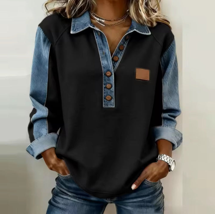 Voxanne™ | Denim Kragenpullover