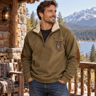 Jonathan | Halfzip-Sweatshirt mit Hirsch-Print