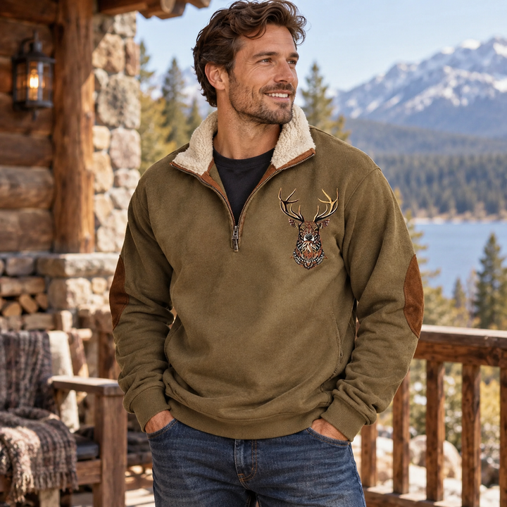Jonathan | Halfzip-Sweatshirt mit Hirsch-Print