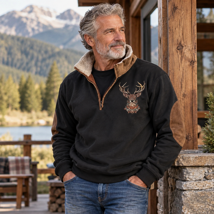 Jonathan | Halfzip-Sweatshirt mit Hirsch-Print