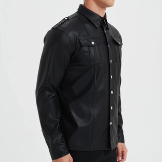 Mira | Herren-Longsleeve in Lederoptik