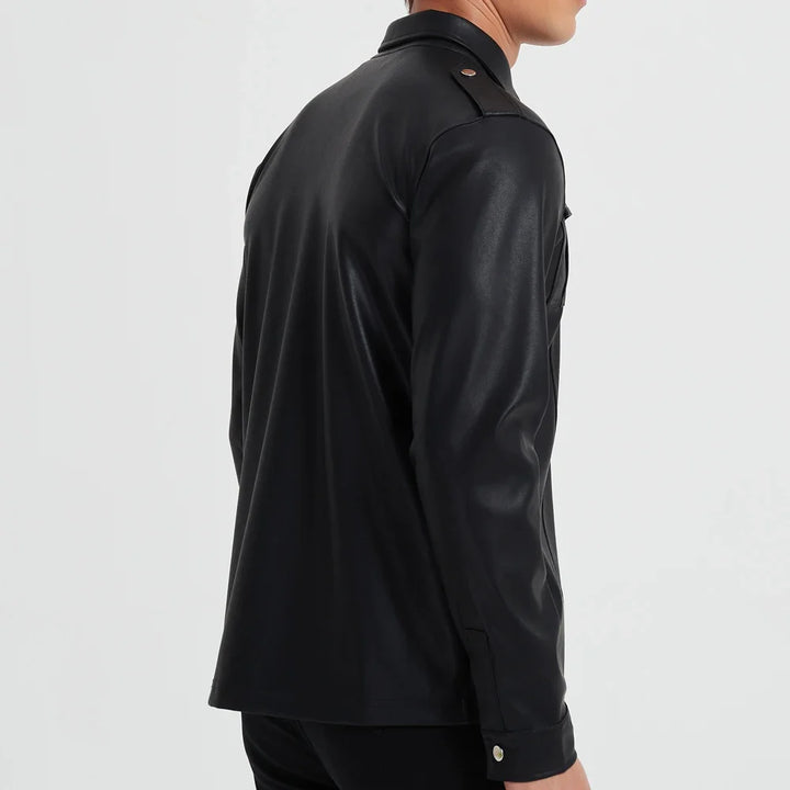 Mira | Herren-Longsleeve in Lederoptik