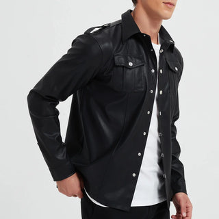 Mira | Herren-Longsleeve in Lederoptik