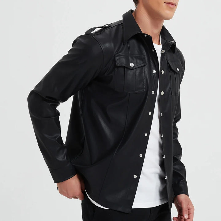 Mira | Herren-Longsleeve in Lederoptik