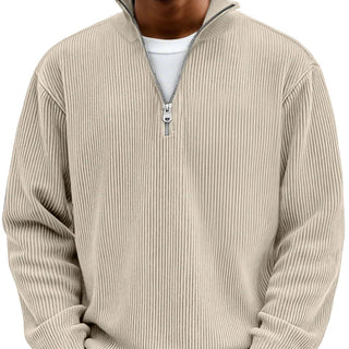 Lasse | Ripp-Strickpullover mit halbem Reißverschluss