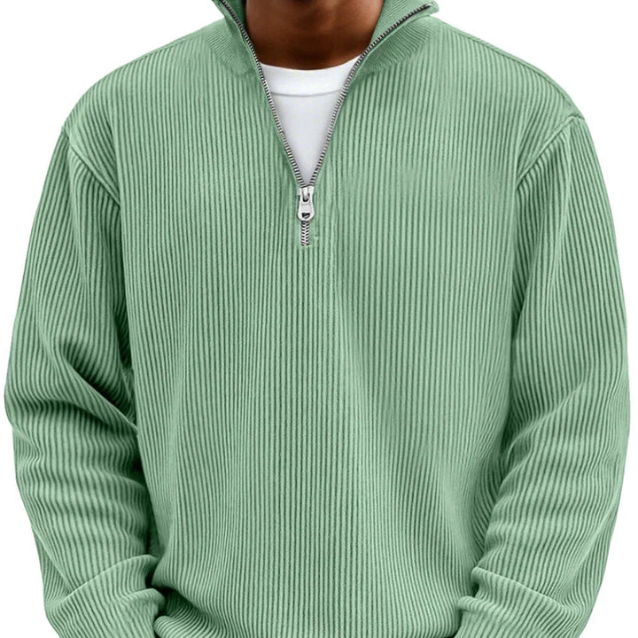 Lasse | Ripp-Strickpullover mit halbem Reißverschluss