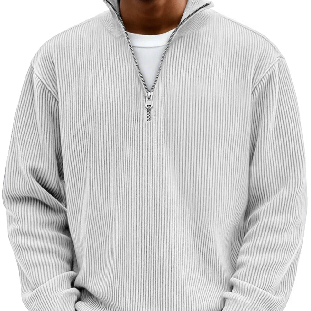 Lasse | Ripp-Strickpullover mit halbem Reißverschluss