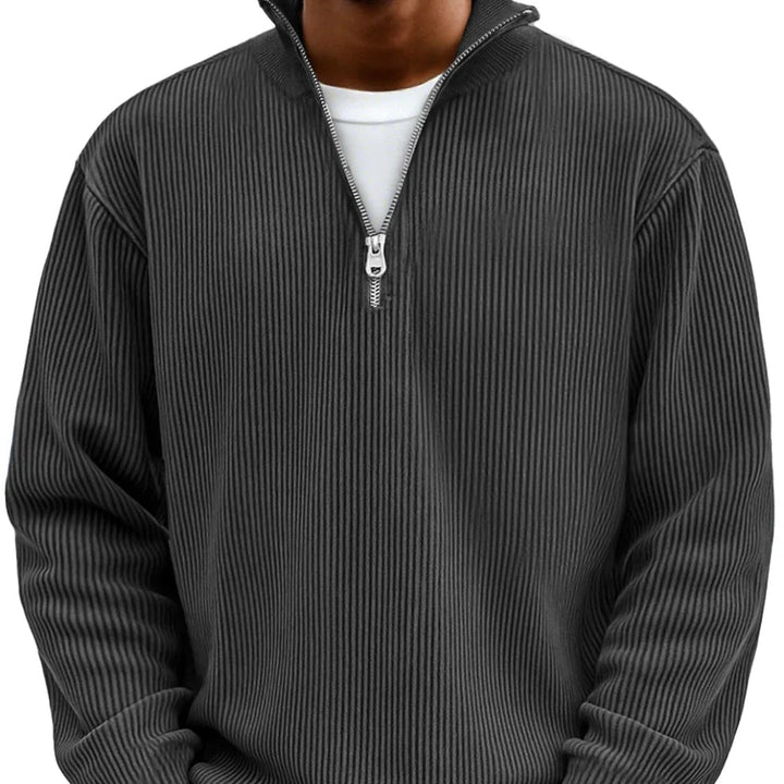 Lasse | Ripp-Strickpullover mit halbem Reißverschluss