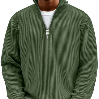 Lasse | Ripp-Strickpullover mit halbem Reißverschluss