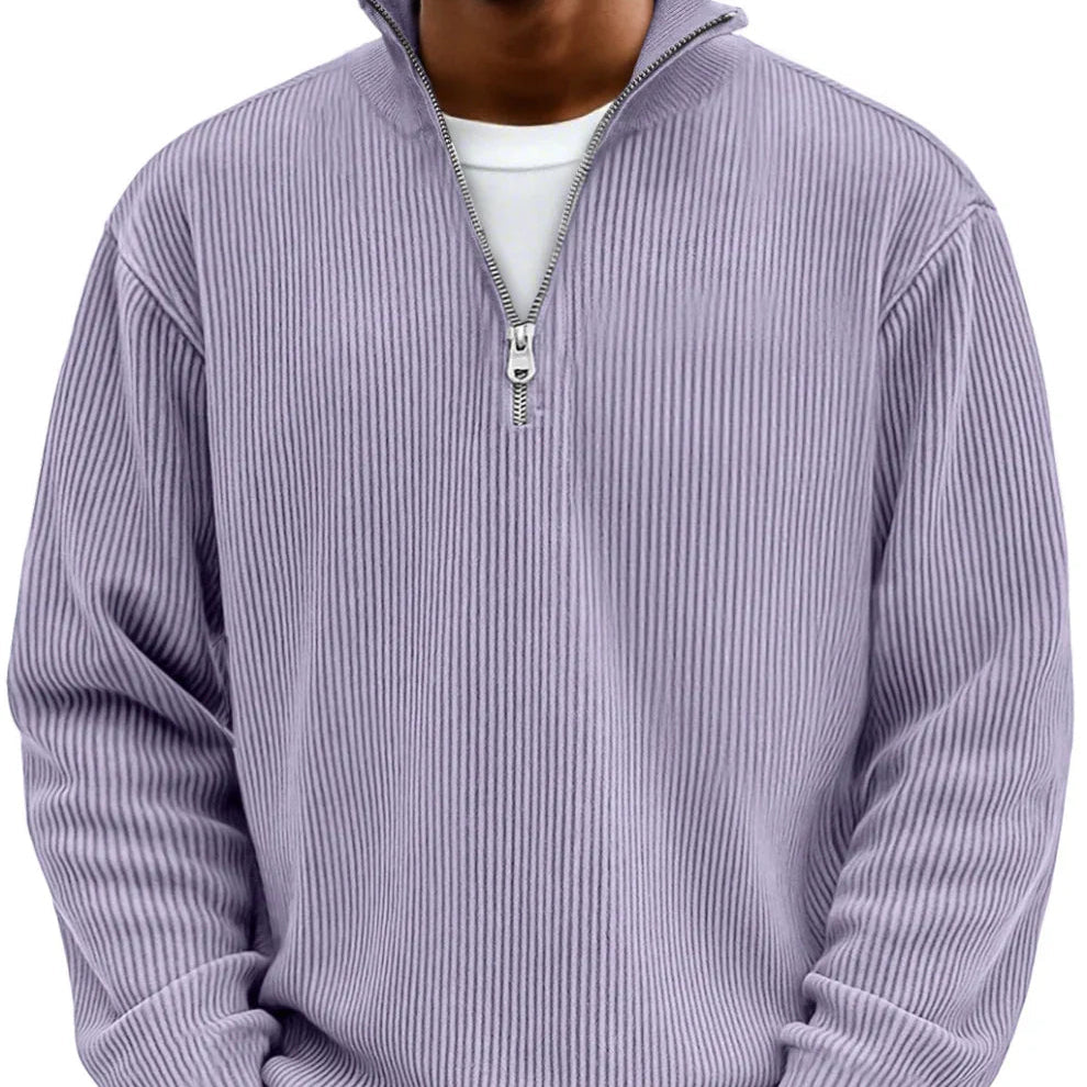 Lasse | Ripp-Strickpullover mit halbem Reißverschluss
