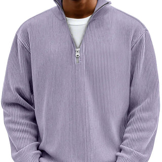 Lasse | Ripp-Strickpullover mit halbem Reißverschluss