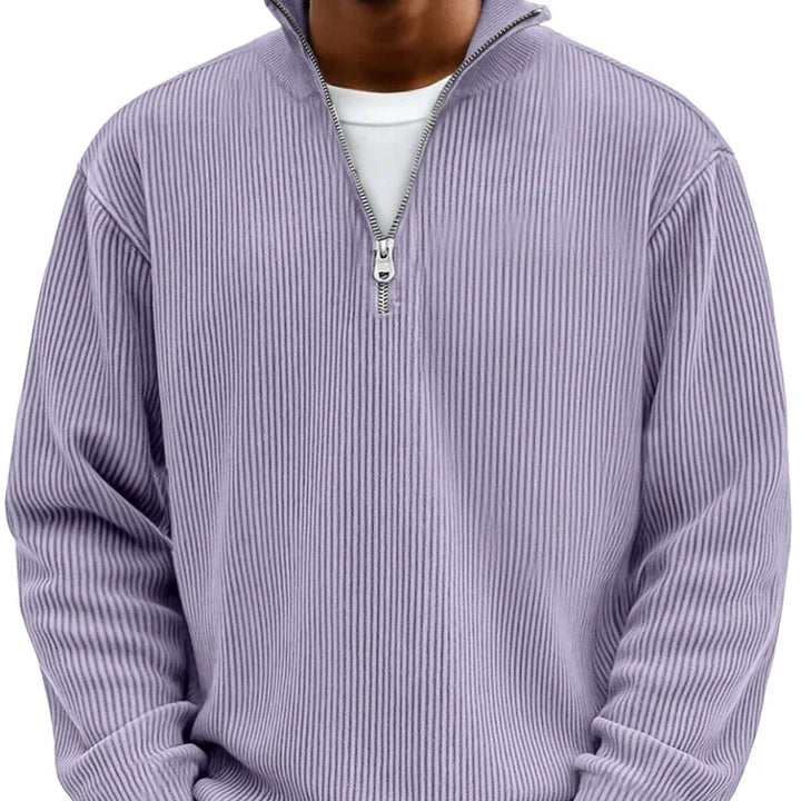 Lasse | Ripp-Strickpullover mit halbem Reißverschluss