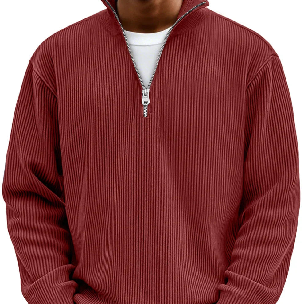 Lasse | Ripp-Strickpullover mit halbem Reißverschluss