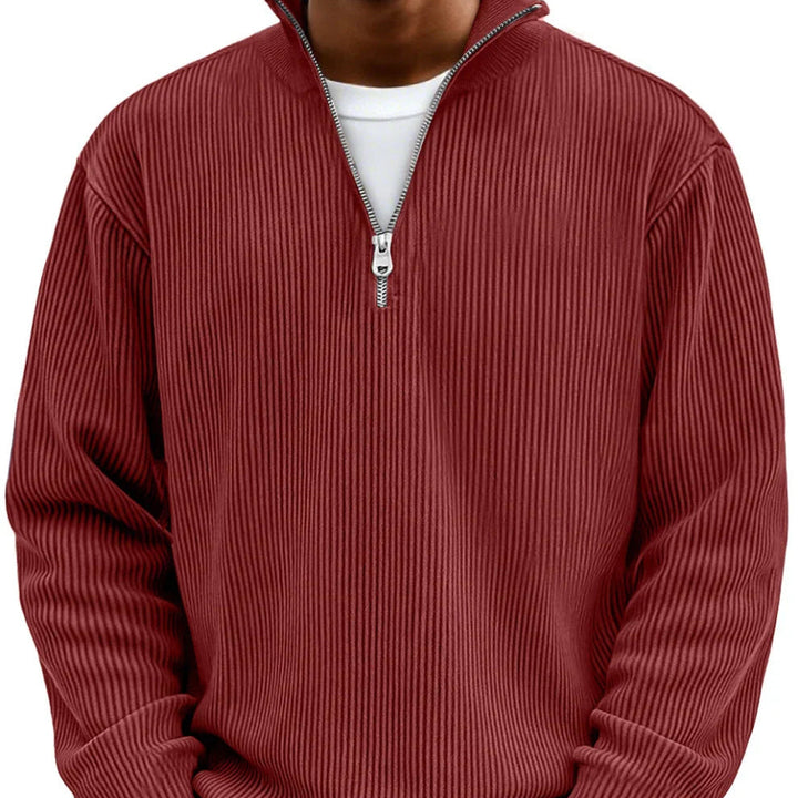 Lasse | Ripp-Strickpullover mit halbem Reißverschluss