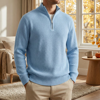 Lasse | Ripp-Strickpullover mit halbem Reißverschluss