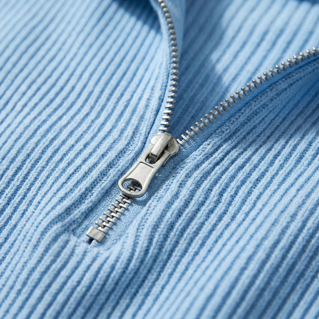 Lasse | Ripp-Strickpullover mit halbem Reißverschluss