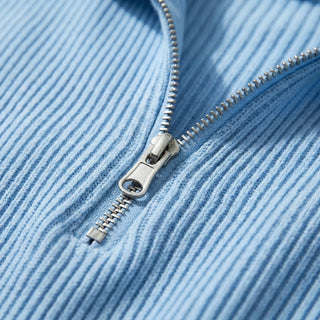 Lasse | Ripp-Strickpullover mit halbem Reißverschluss
