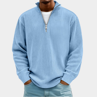 Lasse | Ripp-Strickpullover mit halbem Reißverschluss