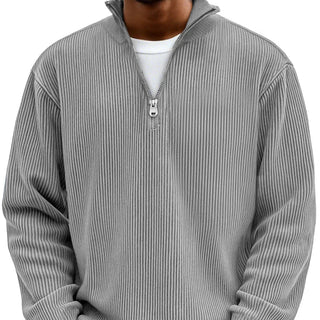 Lasse | Ripp-Strickpullover mit halbem Reißverschluss