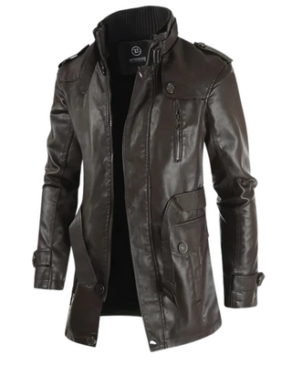 Leopold | Lange Bikerjacke in Lederoptik