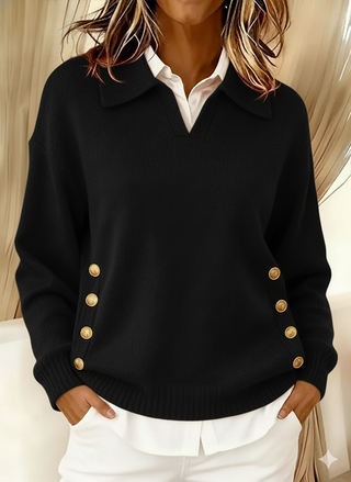 Vicenta | Pullover mit Polo-Kragen und Knöpfen