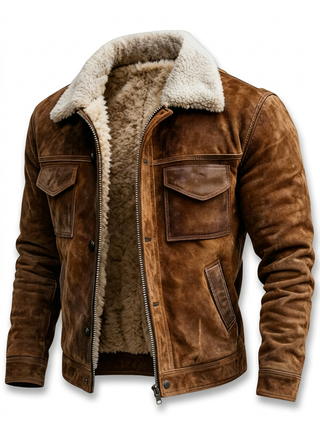 Mira | Sherpa-Lederjacke für Herren aus Kunstleder