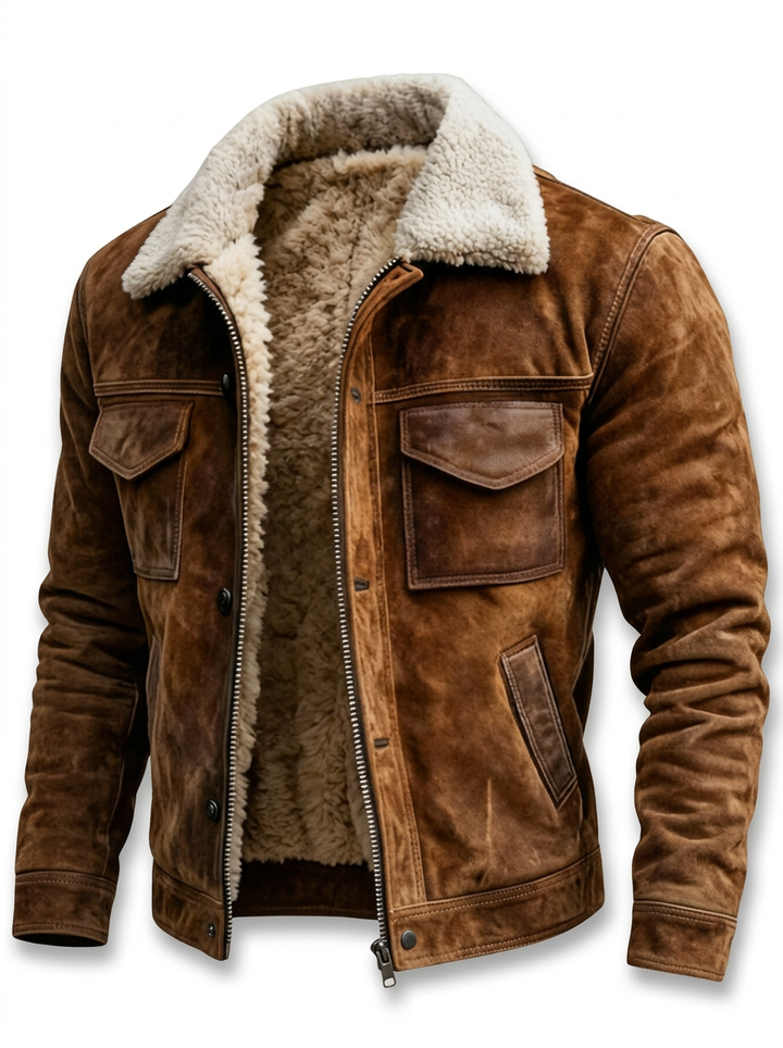 Mira | Sherpa-Lederjacke für Herren aus Kunstleder