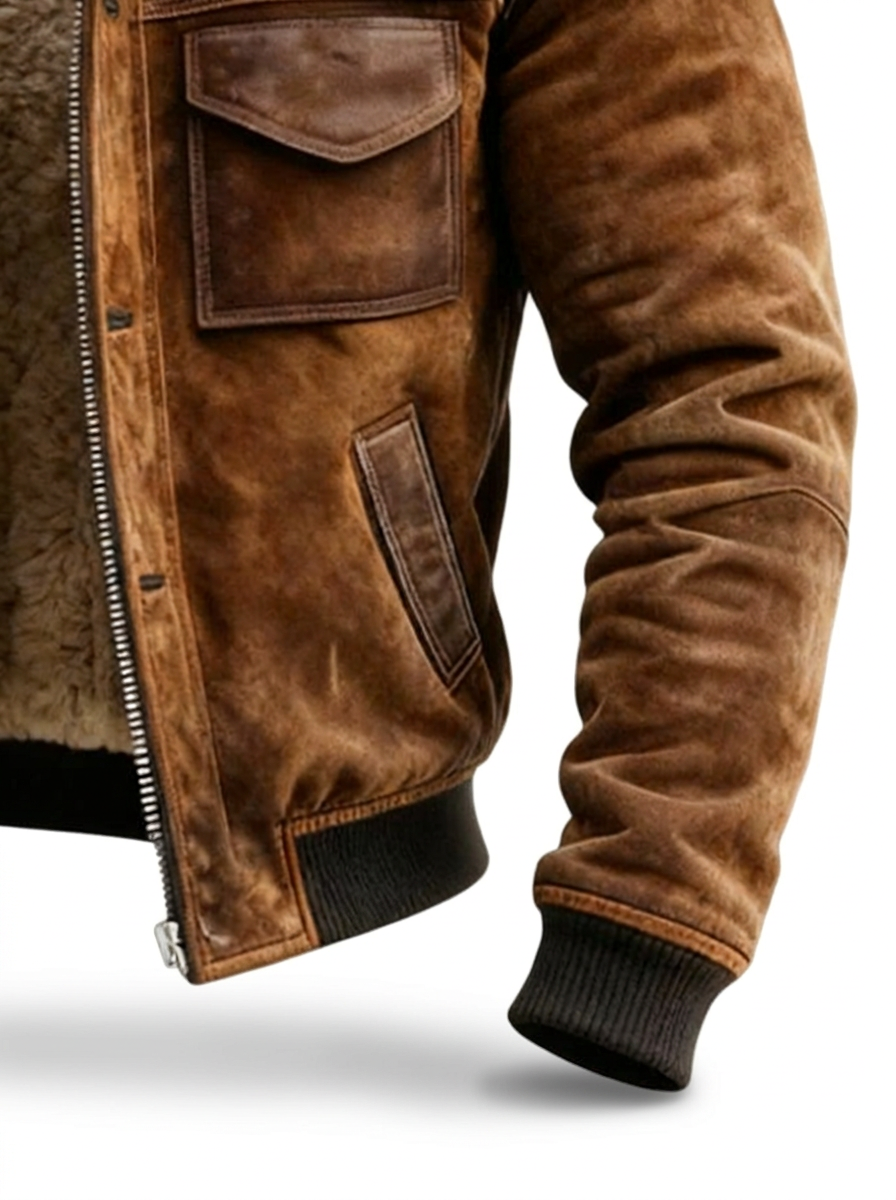 Mira | Sherpa-Lederjacke für Herren aus Kunstleder