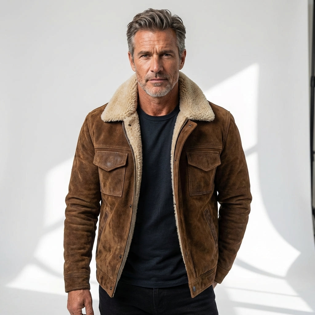 Mira | Sherpa-Lederjacke für Herren aus Kunstleder