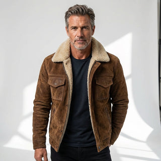 Mira | Sherpa-Lederjacke für Herren aus Kunstleder