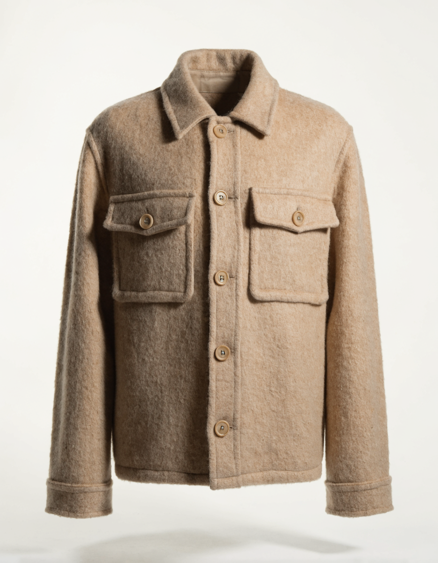 Ben Overshirt Jacke in Camel – Vorderansicht