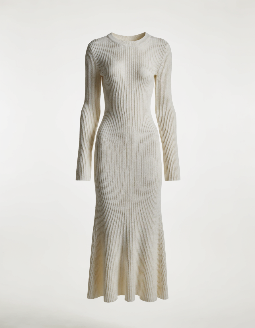 Emma Strickkleid in Creme – Vorderansicht