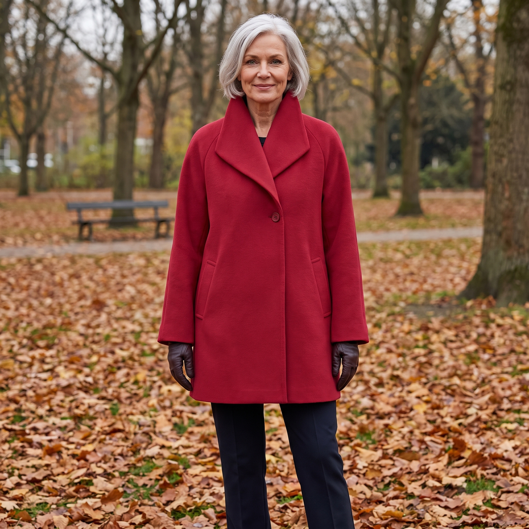 Greta | Eleganter Damenmantel mit breitem Reverskragen